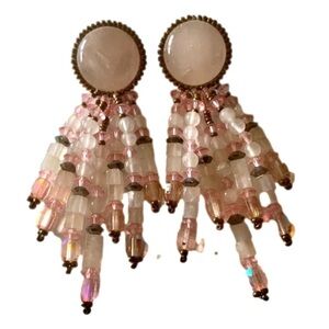 Rose QUARTZ VINTAGE EARRINGS